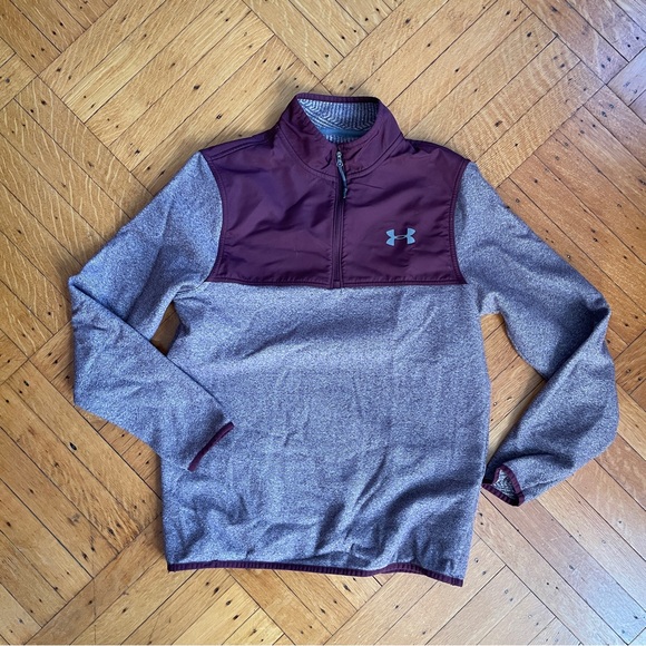 Under Armour Burgundy Maroon Quarter Zip Fleece Pullover - Picture 1 of 8